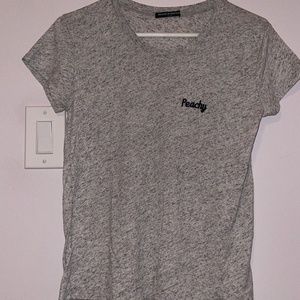 Brandy Melville Women's Grey and Black T-shirt